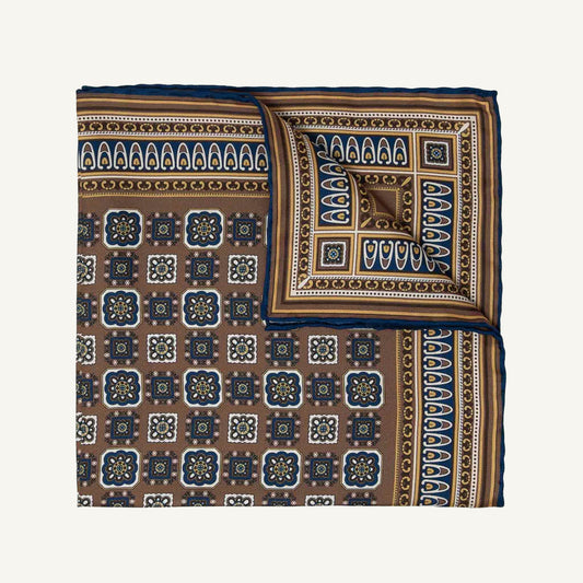 Como Brown Silk Pocket Square — Available in 3 Designs