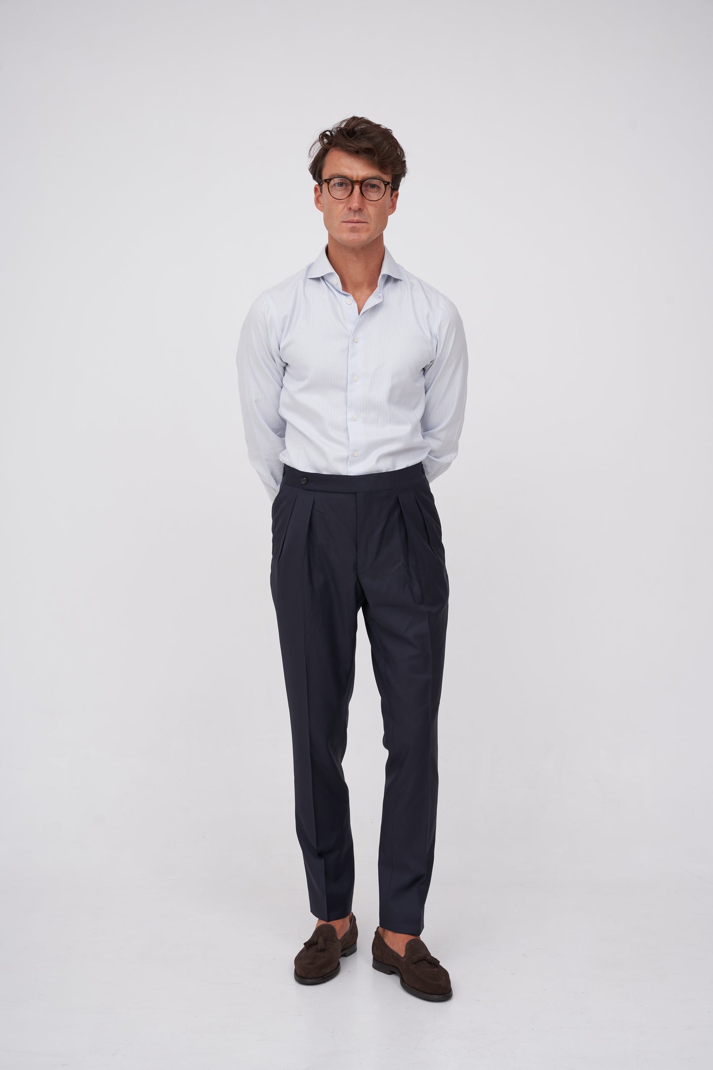 Dark Blue Wool Trousers — Available in 2 Colors