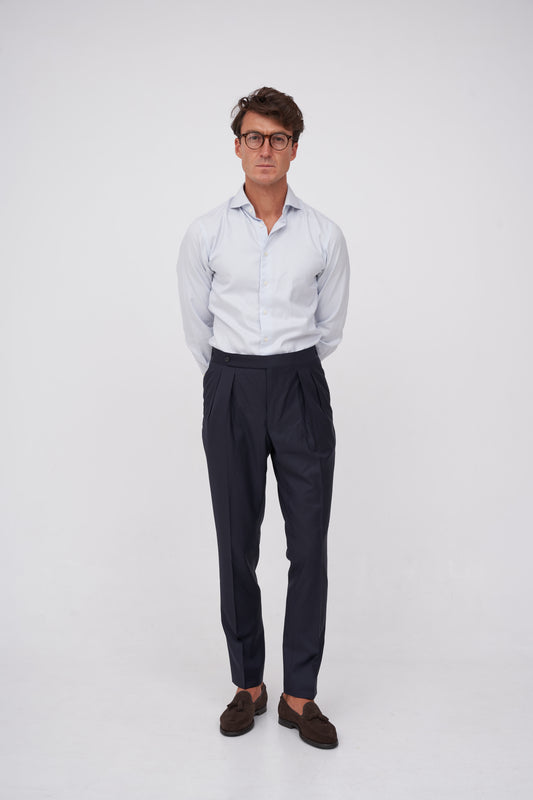 Dark Blue Wool Trousers — Available in 2 Colors