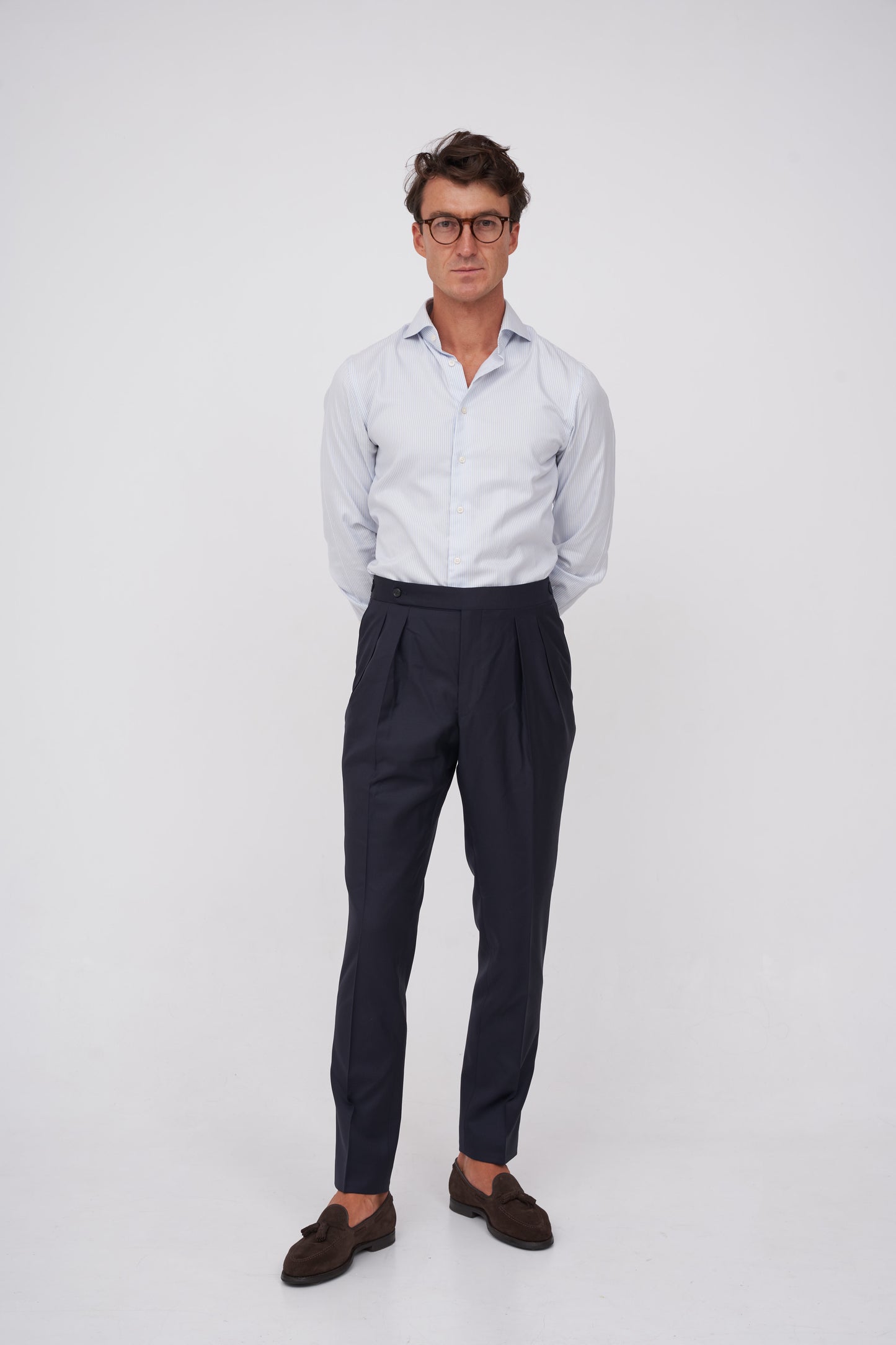 Dark Blue Wool Trousers — Available in 2 Colors